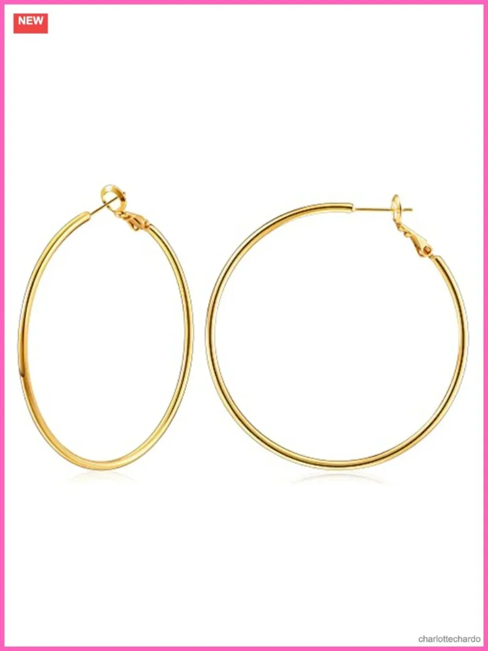 14K Gold Plated Thin Hoop Earrings for Women 2 Inch Hypoallergenic